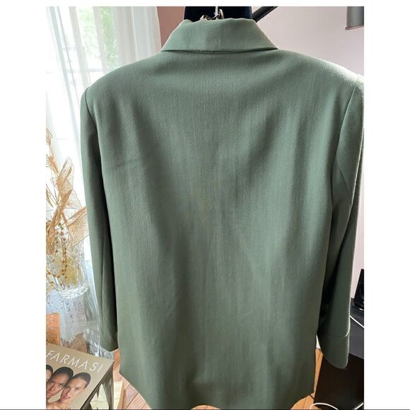 JON Tagia pret-a-porter vintage army green zip up blazer wool Sz 10 - Picture 4 of 16